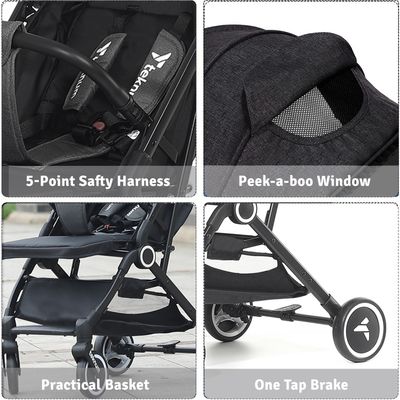 Teknum Travel Cabin Stroller with Coffee Cup Holder - Black